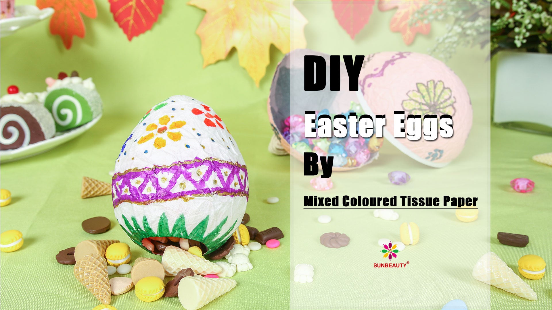 Cómo hacer un huevo de Pascua con papel de seda de colores mezclados 