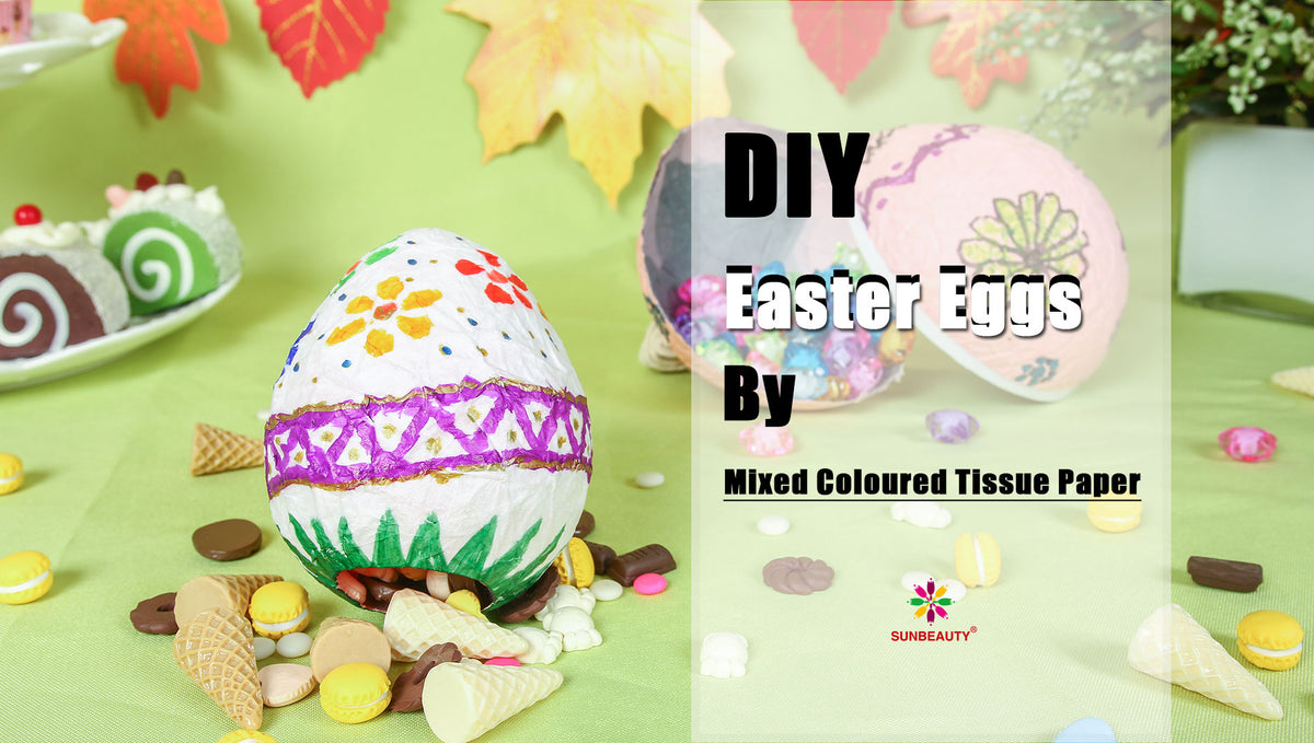 How To DIY Easter Egg with Mixed Coloured Tissue Paper