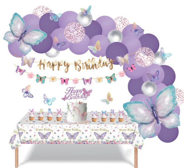 Sunbeauty Purple Butterfly Birthday Party Decorations Balloon Arch Kit for Girls and Women