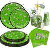 Sunbeauty 84Pcs Soccer Themed Birthday Party Supplies Green Tableware Set with Soccer Plates Cups