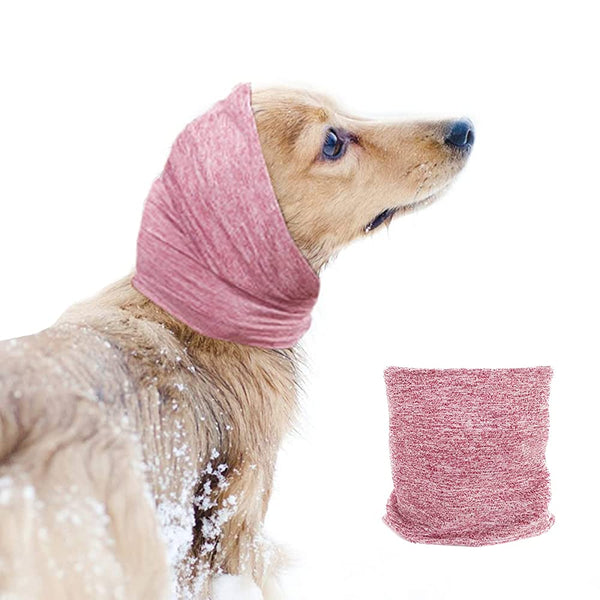 Quiet Ears for Dogs, No Flap Ear Muffs for Anxiety Relief& Calming Dogs, Dog Snood for Noise Protection Grooming, Pink M