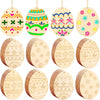 4pcs Wooden Easter Egg Pendants Wooden Craft Egg Decorations DIY Children Doodle Painting Toys
