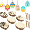 6 piezas nuevas decoraciones de huevos de astillas de madera de Pascua colgantes DIY decoraciones de Pascua de madera