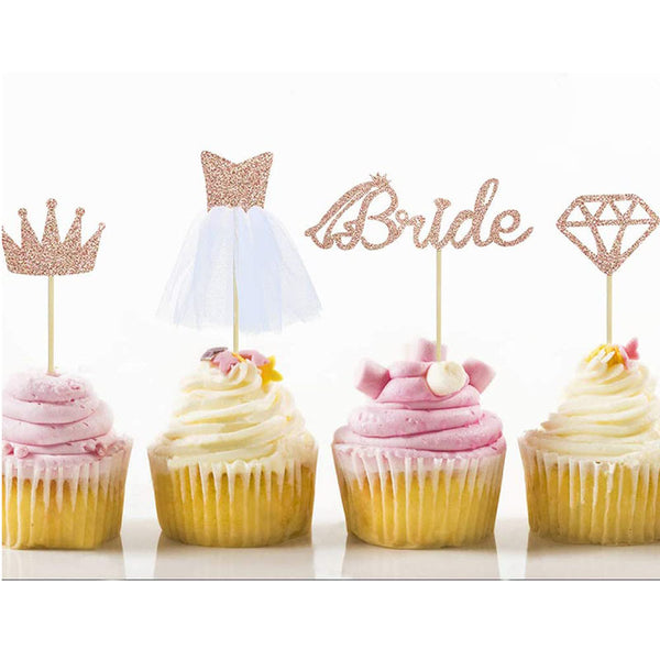 4 x Hochzeitskleid, Diamantkrone, Kucheneinsatz, Junggesellenabschied, Braut, um Kuchendekoration zu sein 