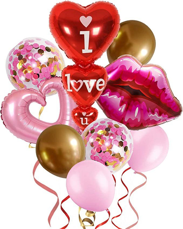 Valentine's Day Decoration Balloon Set Bachelor Party Red Lips Romantic Anniversary Bridal Shower Balloons Set