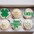 12 Stück Happy St. Patrick's Day Vierblättriges Kleeblatt Kucheneinsätze Babygeburtstagsfeier Dekorationen Kuchendeckel 