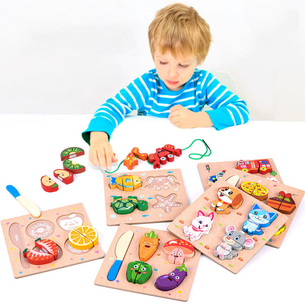 Rompecabezas 3D para niños Frutas de corte de madera-Envío gratuito