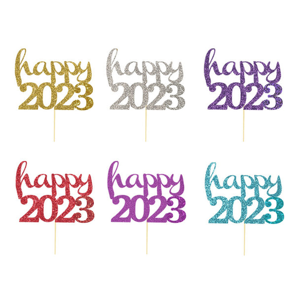 2023 Decoración de Año Nuevo Año Nuevo Cake Plug-in Año Nuevo Postre Toppers