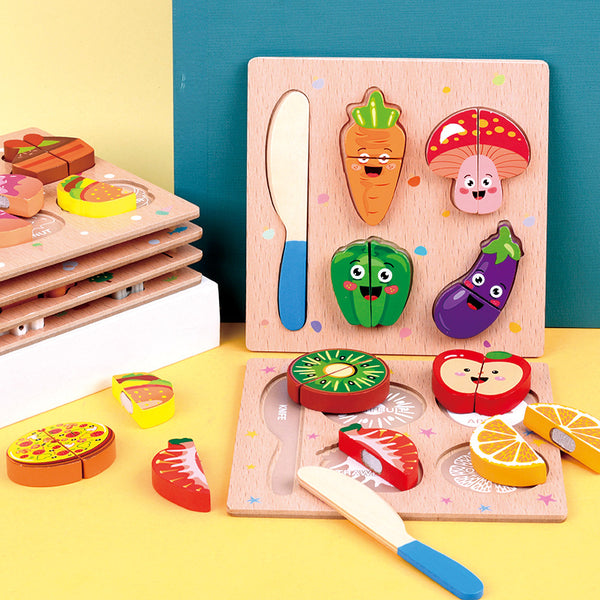 Rompecabezas 3D para niños Frutas de corte de madera-Envío gratuito
