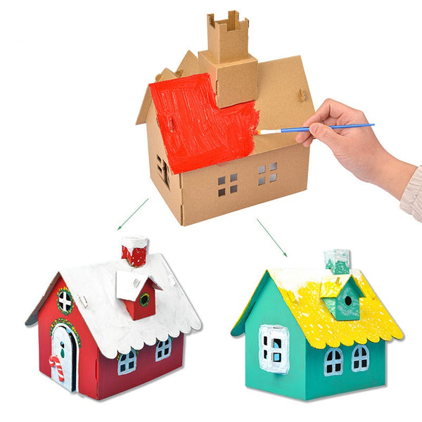 Kindergeschenk Weihnachtsplätzchen Hausdekorationen Handgefertigte DIY-Materialpakete für Kinder Glühen Hausgemachte Hütte 