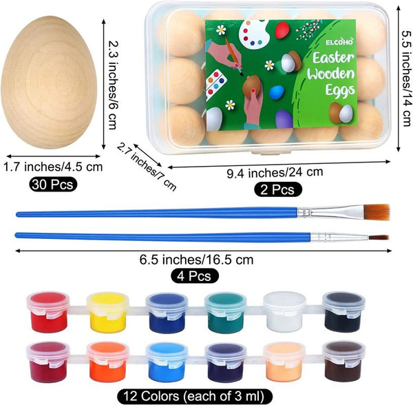 Wooden Eggs Decorations Wholesale Easter Wooden Eggs DIY Children Doodle Painting Toys
