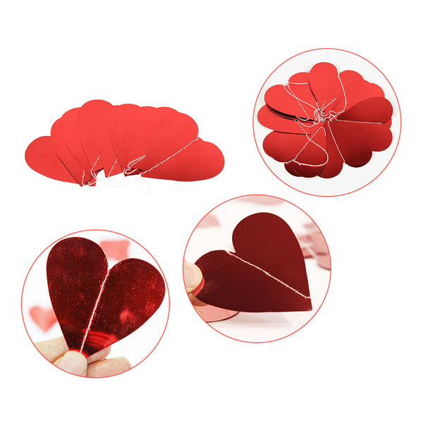 Red Heart Hanging String Garland Décor for Valentine’s Day,Anniversary,Wedding Party - Sunbeauty