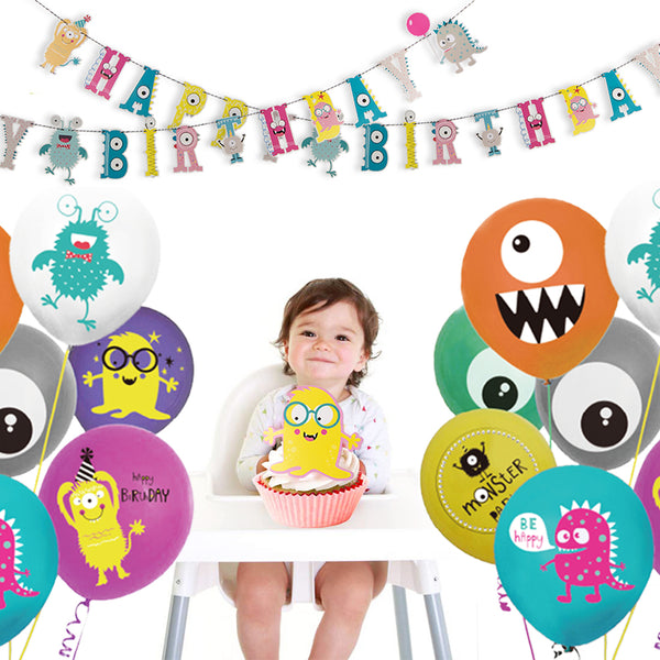 Little Monster Bash Happy Birthday Banner - Sunbeauty