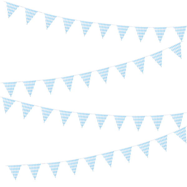 Blue&White Striped Pennant Flags String Triangle Bunting - Sunbeauty