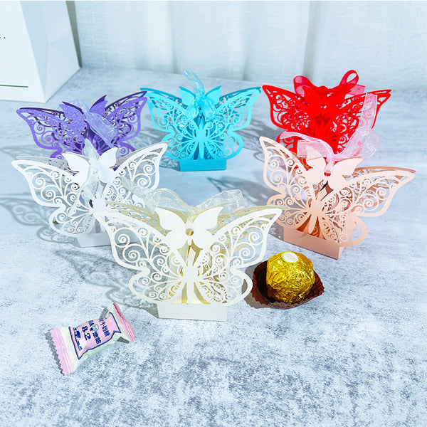 New European Laser Hollowed-out Candy Box Butterfly Lanyard Wedding Gift Box