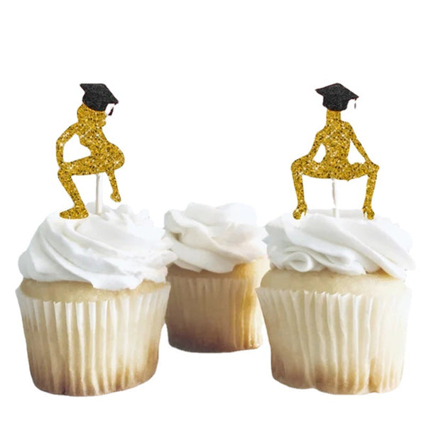 12 Uds. Sombrero de graduación creativo, insertos de pastel de chica Sexy, decoración de fiesta temática de graduación, adornos para pasteles 