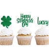 12 Stück Happy St. Patrick's Day Vierblättriges Kleeblatt Kucheneinsätze Babygeburtstagsfeier Dekorationen Kuchendeckel 