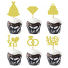 12 Uds anillo de diamantes de boda juego de decoración para tarta Mr &amp; Mrs compromiso decoración para fiesta de boda 