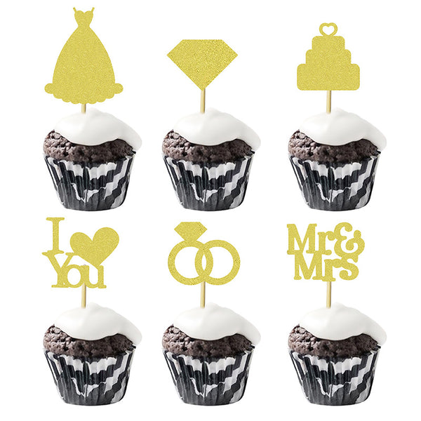 12 Uds anillo de diamantes de boda juego de decoración para tarta Mr & Mrs compromiso decoración para fiesta de boda 