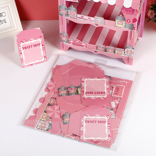 Großhandel rosa neue Design dreireihige Papier Tortenständer Kinder Familiengeburtstagsfeiern