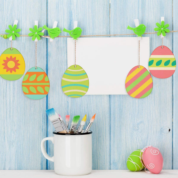 De huevos de conejito para fiesta de Pascua, decoraciones para el hogar de madera DIY, conjunto creativo de colgante de astillas de conejo