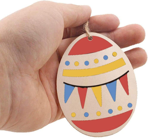 Wooden Holiday Pendants Wooden Easter Craft Egg Bunny Party Decoration DIY Creative Eggs