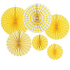 Juego de abanicos de papel plegables amarillos (6 piezas)