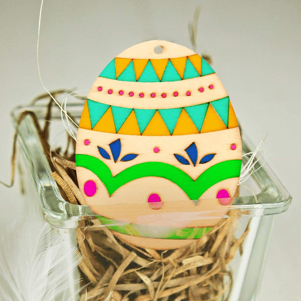 4pcs Wooden Easter Egg Pendants Wooden Craft Egg Decorations DIY Children Doodle Painting Toys