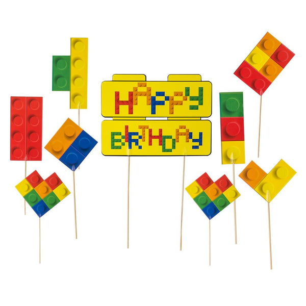 Game Party Pixel Building Blocks Cake Toppers(9Pcs) - Sunbeauty