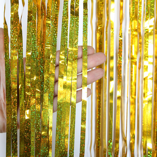 Wholesale Party Decoration Hanging Backdrop Fringe Metallic Tinsel Laser Foil Curtain - Sunbeauty
