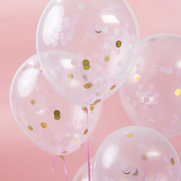 Pink White Gold Mixed Colored Tissue Paper Confetti Balloon(5Pcs) - Sunbeauty