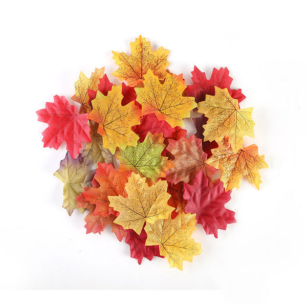 Assorted Mixed Fall Colored Artificial Maple Leaves-50Pcs Free Shipping - Sunbeauty