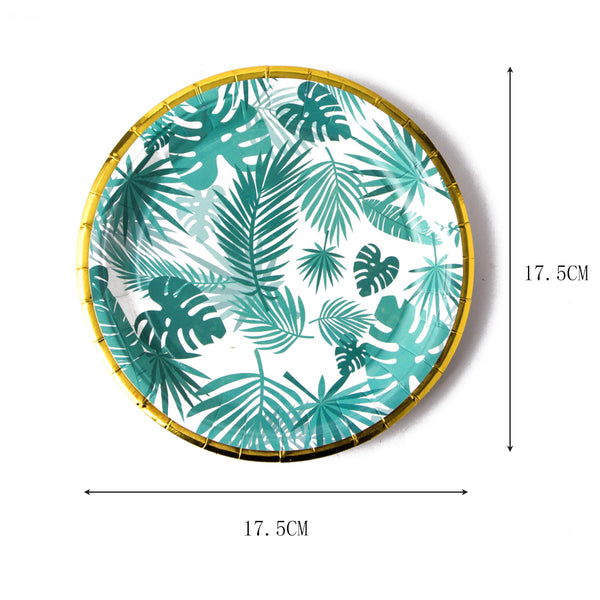 Tropical Palm Leaves Flamingo Hawaiian Luau Jungle Party Tableware - Sunbeauty