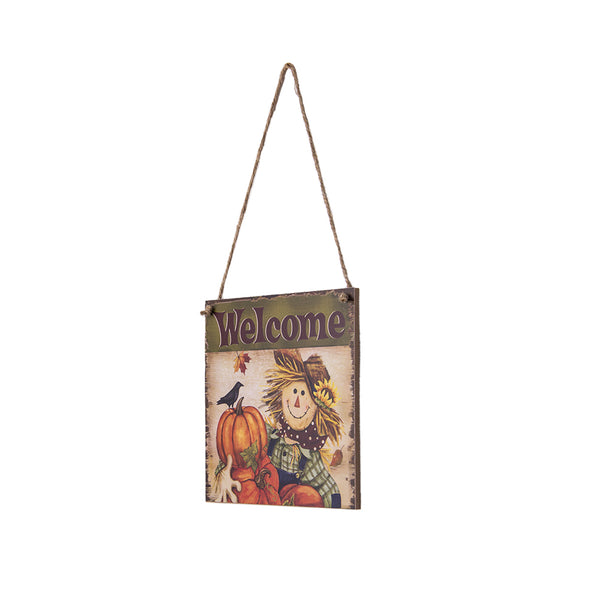 Harvest Thanksgiving Scarecrow Festival Hanging Board Door Decorations and Wall Signs - Sunbeauty