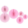 Pink Folding Paper Fans Set(6Pcs)