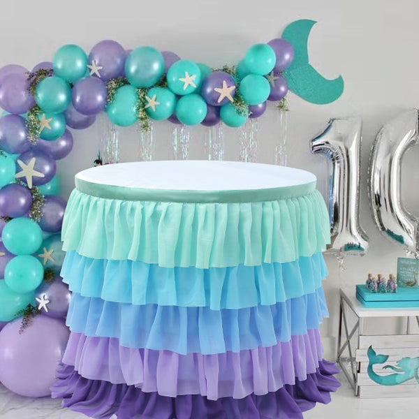 Mermaid Birthday Party Lace Taffeta Table cloth Tutu Tulle Table Skirt