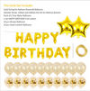 Juego de globos de papel de confeti con letras de cumpleaños dorado