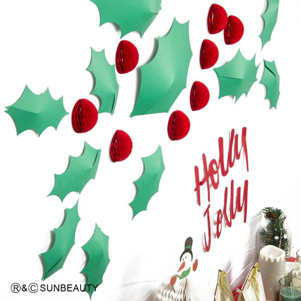 Christmas Holly Jolly 3D Wall Sticker - Sunbeauty