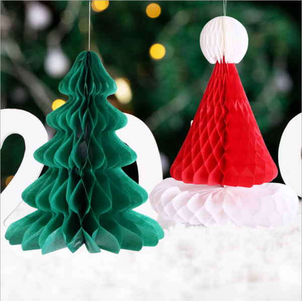 Árbol de Navidad Sombrero de Navidad decoración de bolas de nido de abeja