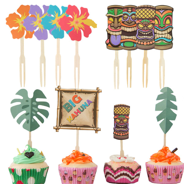 Tiki Beach Parties Luau Hawaiian Tropical Cupcake Toppers - Sunbeauty