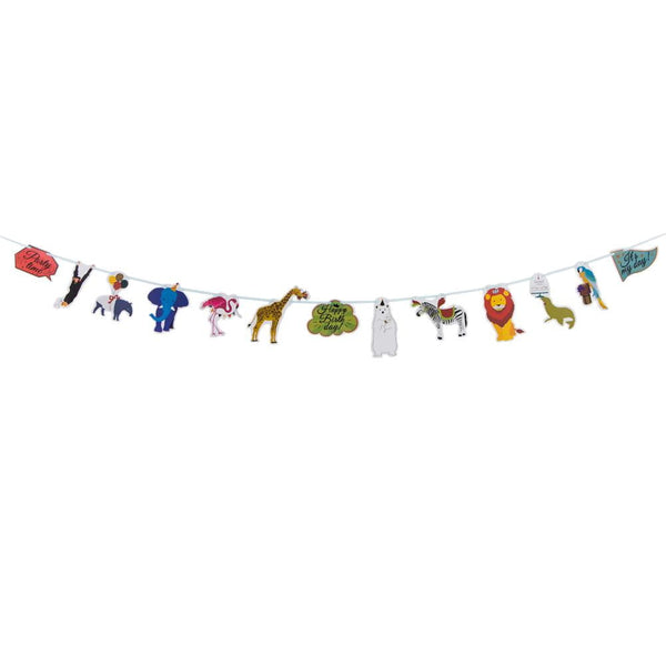 Animal Theme Party Jungle Birthday Flag String Paper Garland - Sunbeauty