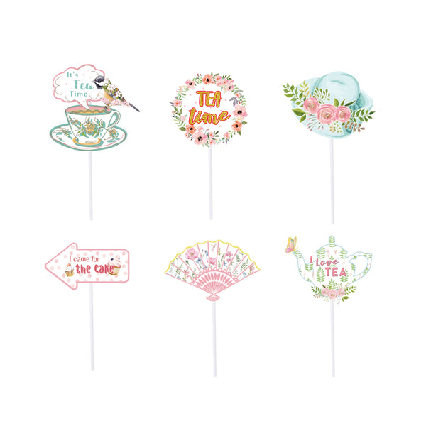 Tea Party Decoration Cupcake Toppers for Bridal Shower Party Supplies - Sunbeauty