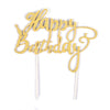 Golden Glitter Happy Birthday Paper Cake Topper(2Pcs)
