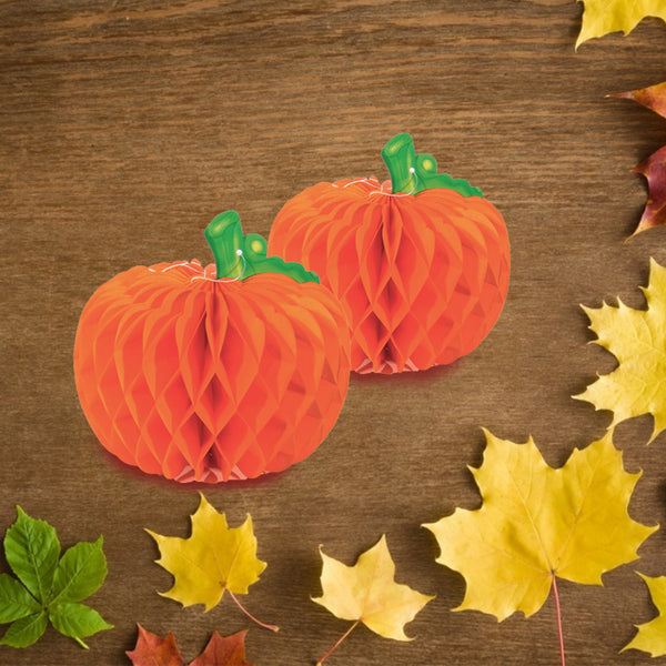 Pumpkin Shape Honeycomb Ball Decorations For Thanksgiving - Sunbeauty