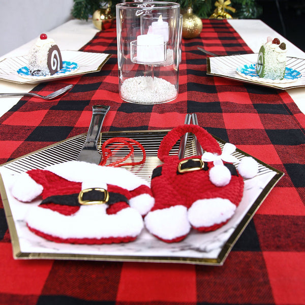 Trendy Modern Christmas Cotton Checkered Table Runner - Sunbeauty