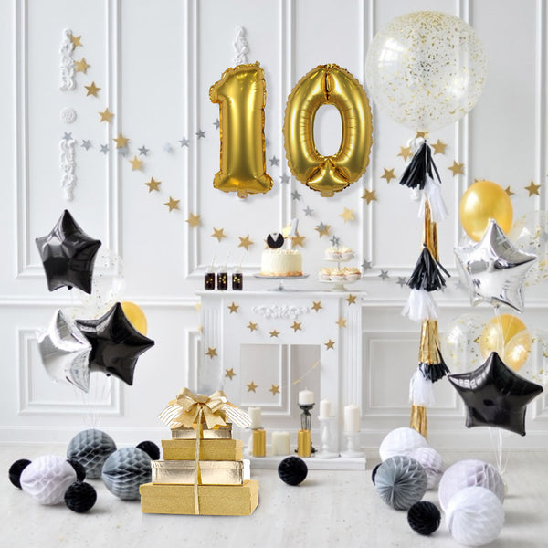 Gold Digit Helium Foil Birthday Party Balloons - Sunbeauty