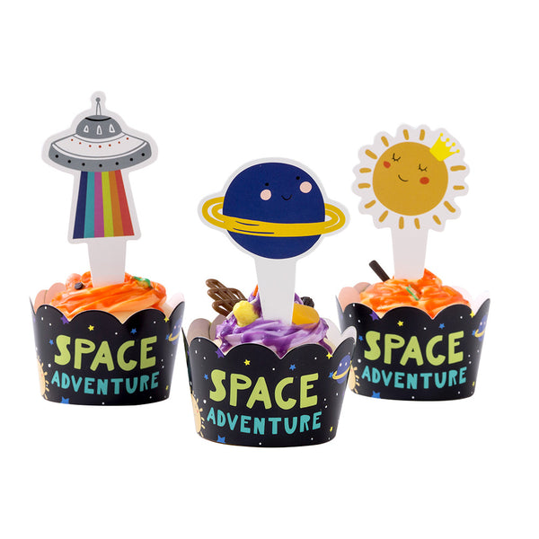Space Party Cupcake Decoration Rocket Astronaut Outer Space Birthday Cake Decoration - Sunbeauty