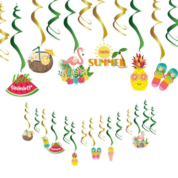 decoración de fiesta de frutas de remolinos colgantes de PVC de verano
