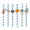 Outer Space Rocket Ship Baby Shower Paper Straw Decor - Sunbeauty
