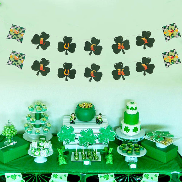 St.Patricks Lucky Clover Garland Party Decoration Banner - Sunbeauty